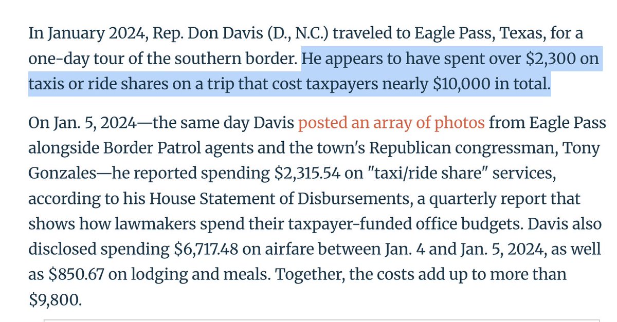 TorunnSinclair's tweet photo. How do you spend $2,300 in one day on UBERS at the U.S.-Mexico border, @DonDavisNC? 

🔥🔥🔥 reporting from @AndrewKerrNC. 

https://t.co/kXfyZ4UMeQ https://t.co/KZyVnRT0RD