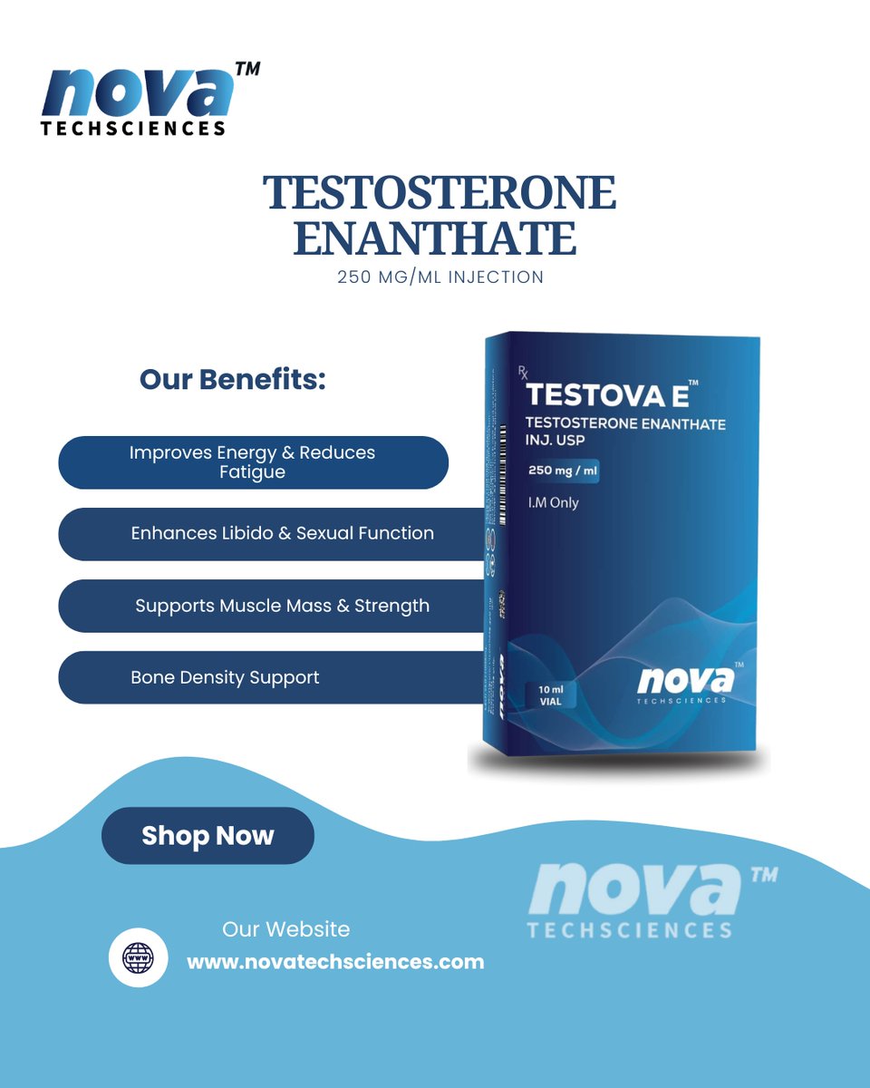 NovaTechScience's tweet image. 💪 Boost muscle, strength &amp;amp; recovery with TESTOVA‑E – Testosterone Enanthate (CAS: 315‑37‑7). Safe, effective, and performance-focused! 

Learn more - novatechsciences.com/products/injec…

#TestosteroneBoost #TRT #MuscleGrowth #TESTOVA_E #novatechsciences #buytestosteroneonline
