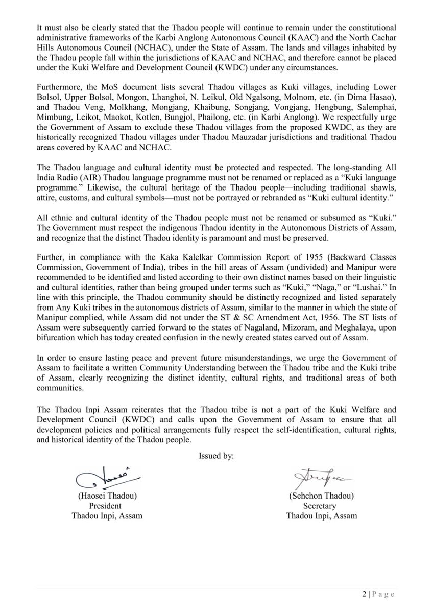 Thadou Students' Association tweet media