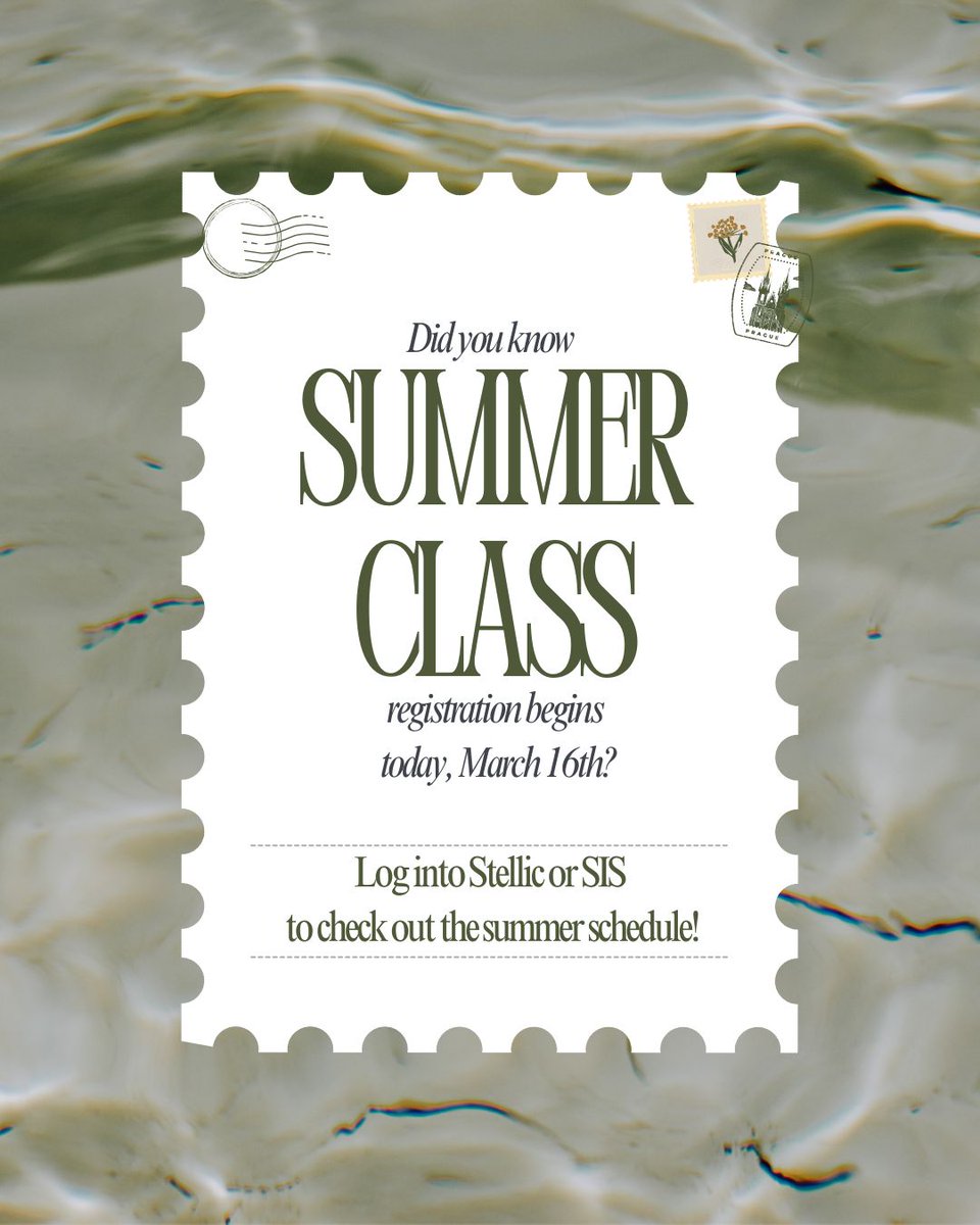 advising's tweet photo. Did you know summer registration begins today, March 16th? Log in to Stellic or SIS to view the summer schedule of classes. Contact your Professional Academic Advisor if you would like help with exploring summer course options. https://t.co/r0J1pFnQZY