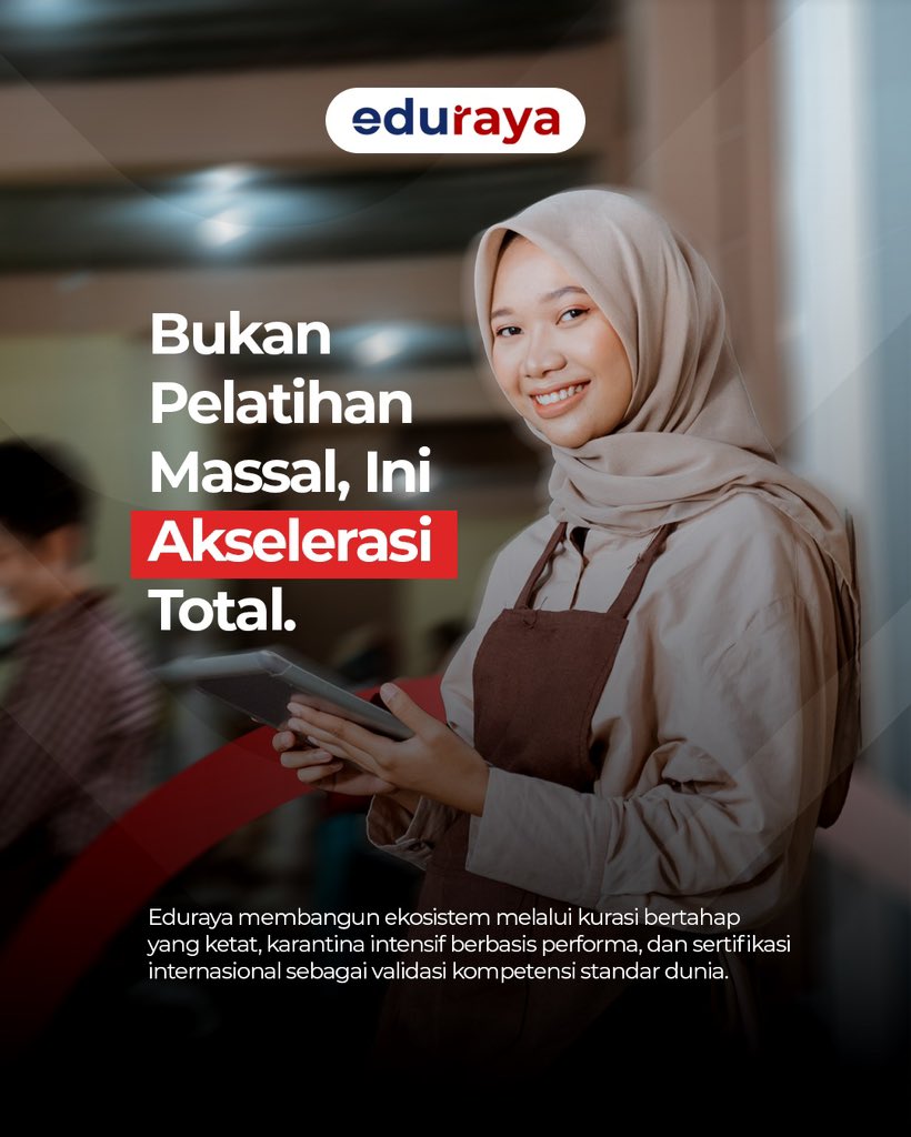 Edurayaid's tweet photo. Eduraya hadir dengan akselerasi total: kurasi ketat, karantina performa, sertifikasi internasional.

Siap naik level &amp; tembus pasar global? https://t.co/zoNW7K1hec