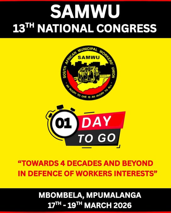 _cosatu's tweet image. #NEHAWU wishes #SAMWU a successful 13th National Congress #SamwuCongress2026 
@SABCNews @eNCA @Radio702 @POWER987News @KayaNews @jozifm @SowetoTVchannel @SowetanLIVE @_mpnews @Ikwekwezi_FM @MoutseFM @CapeTalk @ewnupdates @IOL @Sowetan1981