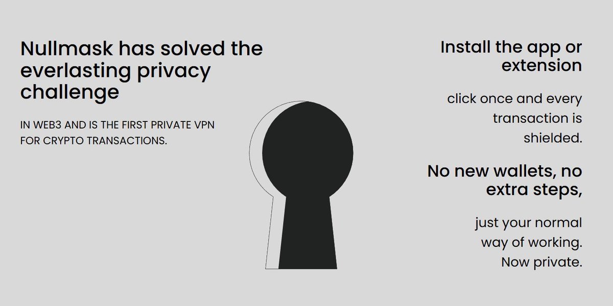 Kaffchad's tweet image. 1/ Why I think Nullmask is interesting

Instead of forcing you to make a totally separate privacy wallet, it turns the one you already use into a private one.

You keep the same #0x wallet, same hardware wallet, same UX. Privacy literally just becomes another custom network