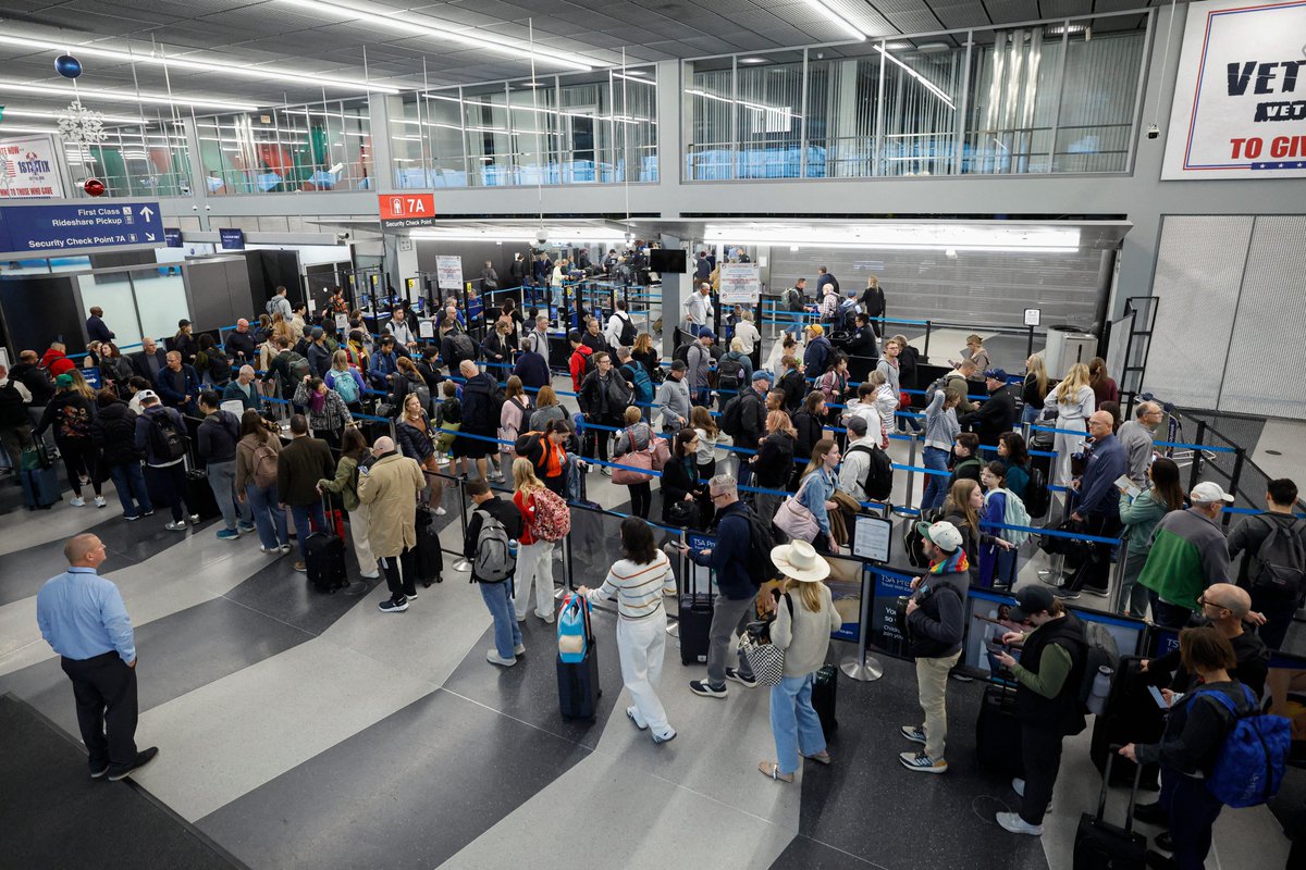 Old_SchoolEddie's tweet photo. If you're stuck waiting four hours at the airport right now, thank the Democrats for blocking full DHS funding, including TSA operations, over their liberal demands to handcuff ICE and border enforcement. 

As of March 2026, this partial DHS shutdown has dragged on for weeks because Senate Democrats keep killing bills to fund the agency, all while refusing to drop their radical calls for new constraints on immigration agents.

Republicans have passed clean funding bills multiple times to keep TSA, Coast Guard, FEMA, and everything else running. 

Still, Democrats say no, putting your travel, national security, and taxpayer dollars in limbo.

Come November's midterms, vote red to smash this Democrat obstruction, fully fund DHS without socialist strings, secure the border for good, and stop the airport nightmares caused by their anti-enforcement games. 

No more excuses! 

Time to end the liberal sabotage.