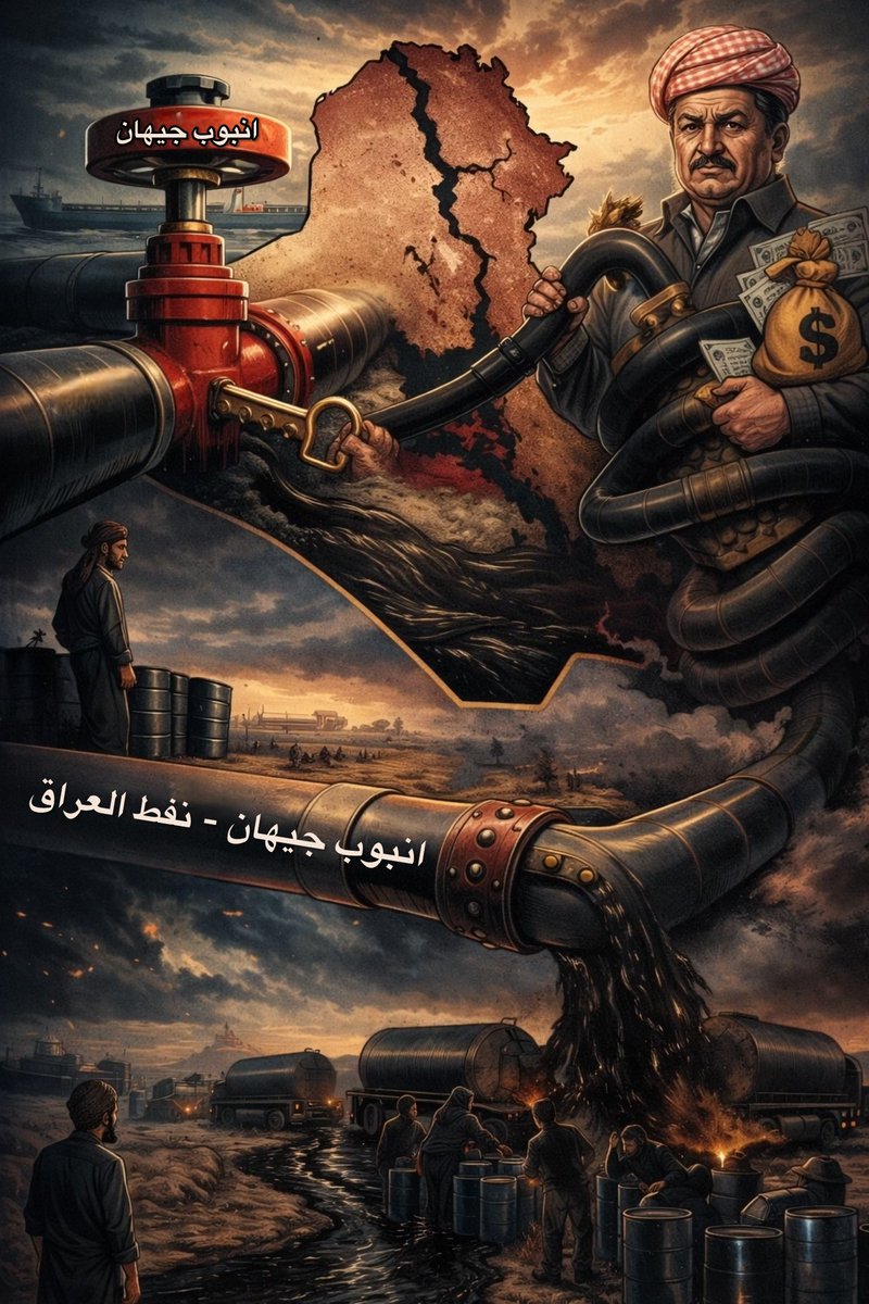 mostafaemad51's tweet photo. القجقجي يقوم بتهريب نفط #العراق وبيعه لصالحه ما حرم العراق من تصدير ٢٠٠ الف يومياً ويقوم بمنع تصدير النفط عبر #انبوب_جيهان ، احتلال شرذمة الخونة والمتآمرين الصهاينة لشمال العراق يجب ان يوضع له حد، يجب عودة مسار (طريق التنمية) لمساره الاصلي وان لا يمر بالاقليم لابعاده عن الابتزاز https://t.co/mbwRMGQcU6