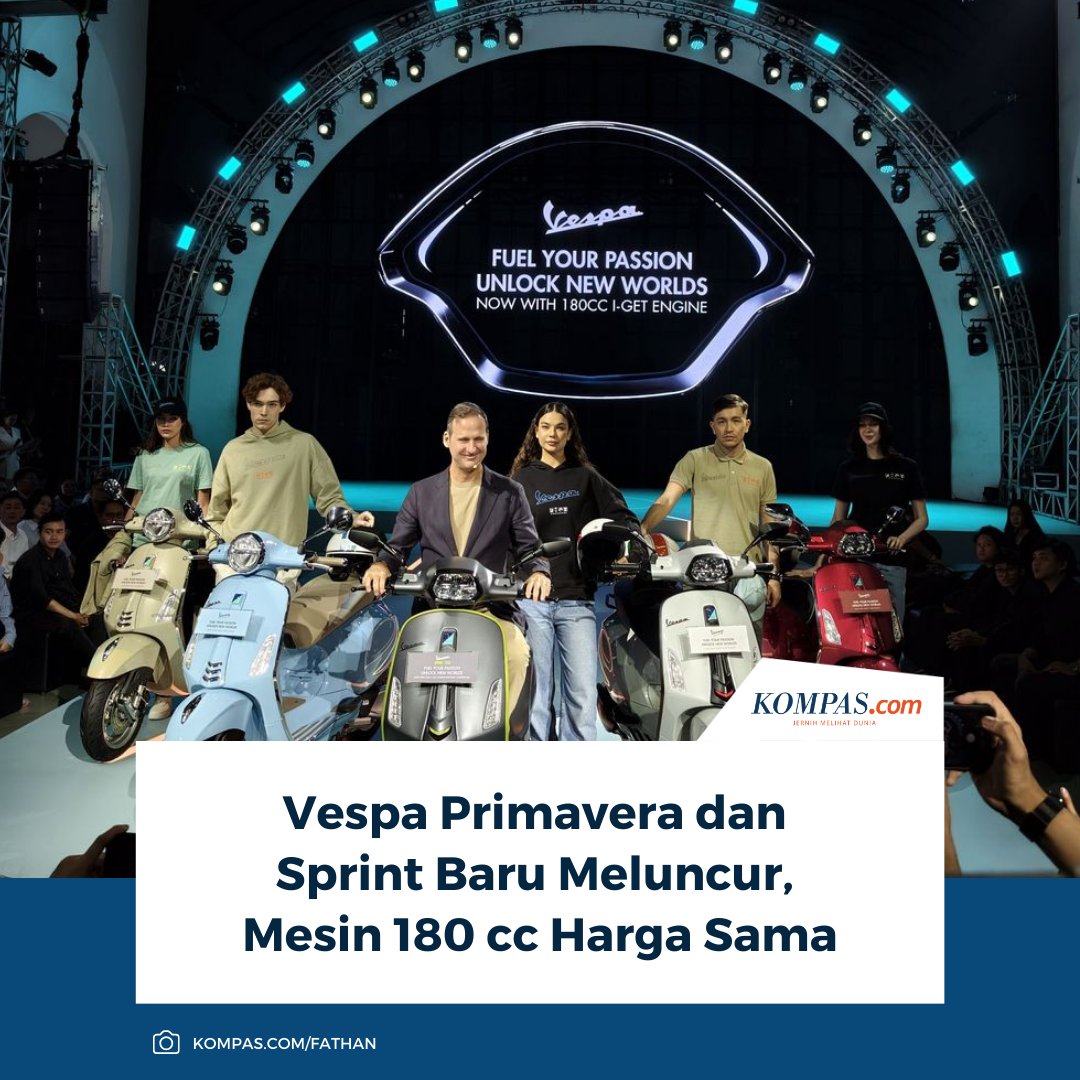 kompascom's tweet photo. PT Piaggio Indonesia resmi meluncurkan lima model terbaru dari lini Vespa Primavera dan Sprint di Indonesia, Senin (16/3/2026).
Baca Selengkapnya ππ»
https://t.co/cC4sM19UBY
~NA #Vespa #VespaPrimavera #VespaSprint #MotorBaru https://t.co/UeIy7hxnEP