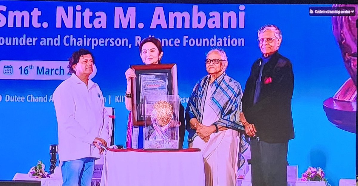SinghShikta's tweet photo. आज KISS में हम सभी ने सेवा और मानवता का एक प्रेरक उत्सव देखा। #KISSHumanitarianAward प्राप्त कर रहीं Smt. Nita Ambani का योगदान समाज के लिए अमूल्य है।
@KISSFoundation @achyuta_samanta https://t.co/pJAr5kPs6a