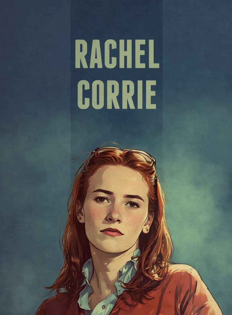 Rachel Corrie was murdered by  Israeli terrorists on this day 23 years ago while trying to prevent the demolition of homes in Gaza. She's a hero. 
Art by Kivara Ammar