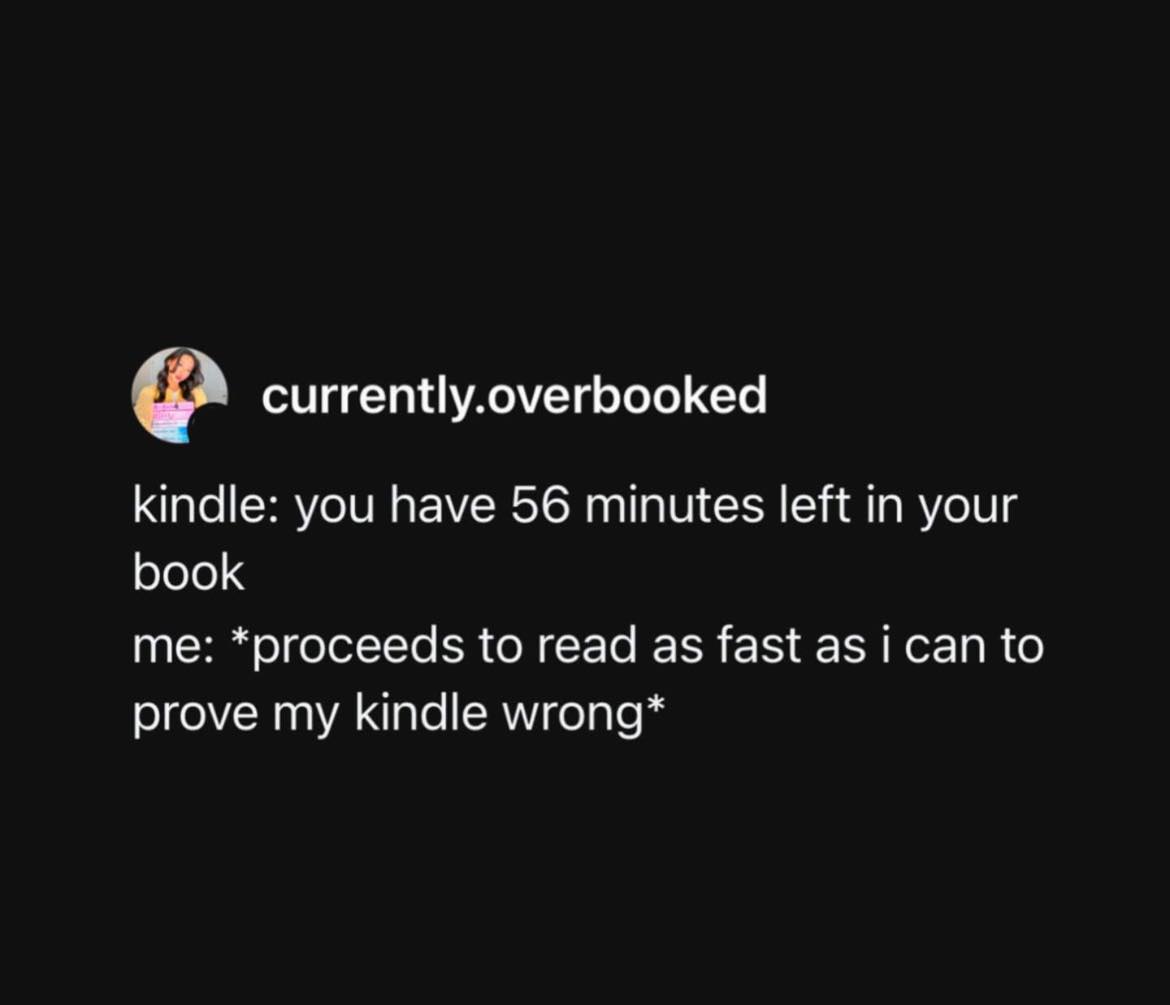 StoreyBookRev's tweet photo. Ummm…I might be guilty of this? Surely that is just a guess and not fact! Beat the time!

#beatthetime #readfaster #readmorebooks #ilovetoread https://t.co/xFIcoCWneG
