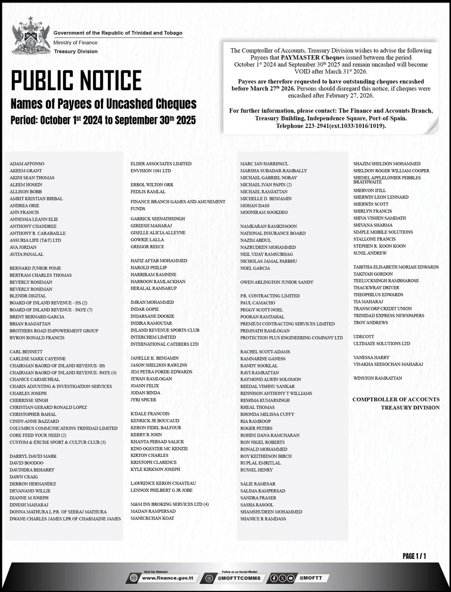 Ministry of Finance, Trinidad and Tobago tweet media