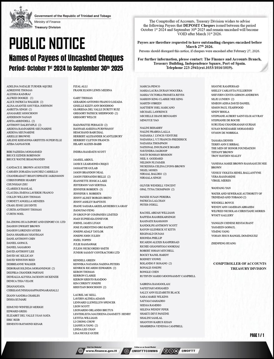 Ministry of Finance, Trinidad and Tobago tweet media
