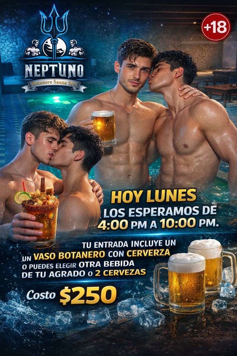 neptuno_spa's tweet photo. Lunes de puente.Ven y relajate esta tarde.visita un lugar de relajación donde comoceras nuevas personas y buena convivencia.
#NeptunoSpa #BotaneroNeptuno #SaunaGay #EncuentroGay #GaySpa #GayMéxico #GayYucatán #MeridaGay #GayNight #GayLatino #SpaGay #Hombres #AmbienteGay #LGBTQ https://t.co/ymGkLu9tul