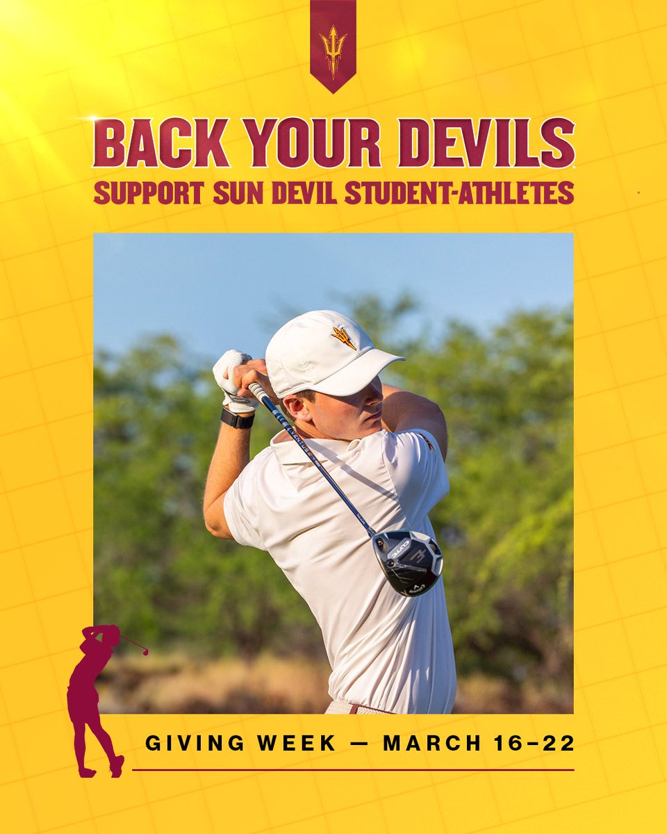 sundevilmgolf's tweet photo. Itβs BAAAAAACK π
After a successful campaign last year, Back Your Devils Week RETURNS π
A unique opportunity for #SunDevilNation to support @SunDevilMGolf π±
π https://t.co/OD9ljLhVtu https://t.co/qKRDJwRmuY