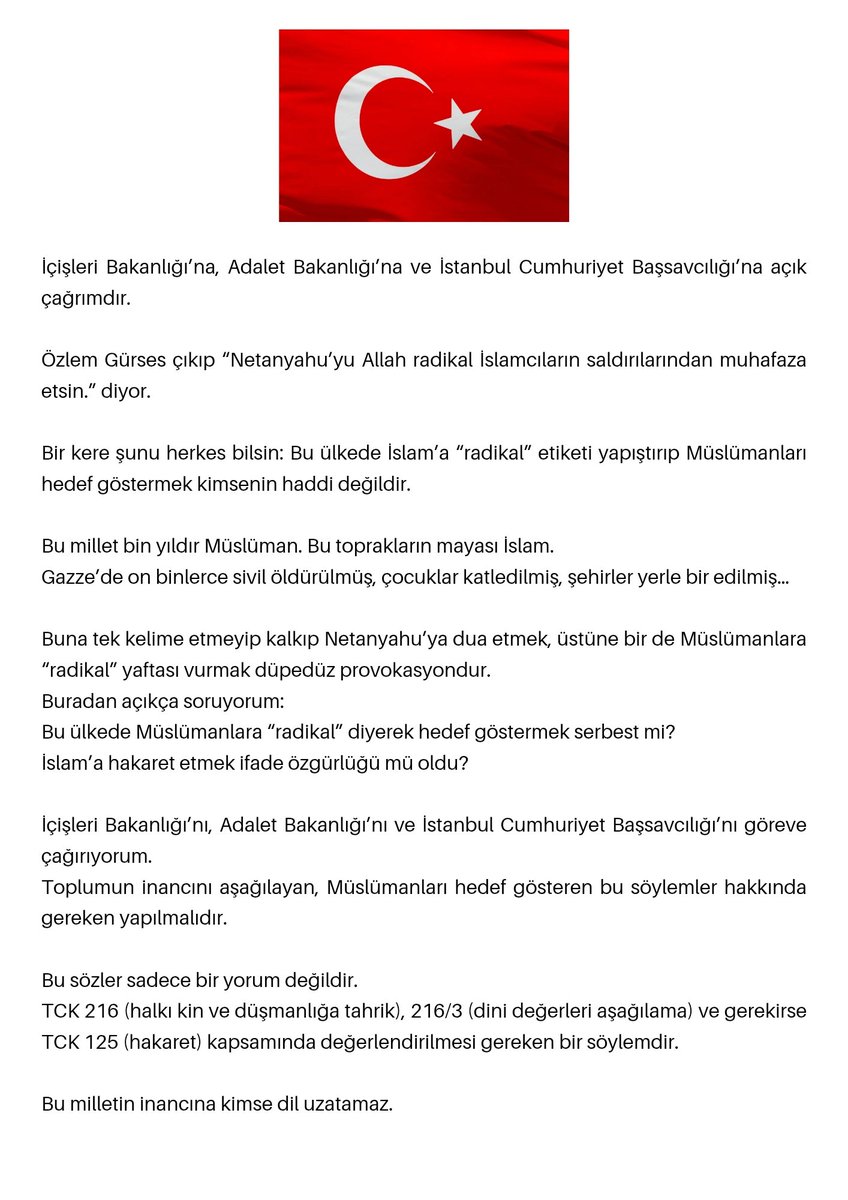 <a href="/kistashaber/">Kıstas</a> İçişleri Bakanlığı’nı, Adalet Bakanlığı’nı ve İstanbul Cumhuriyet Başsavcılığı’nı göreve çağırıyorum.
<a href="/TC_istanbul/">TC İstanbul Valiliği</a> <a href="/TC_icisleri/">T.C. İçişleri Bakanlığı</a> <a href="/adalet_bakanlik/">T.C. Adalet Bakanlığı</a> <a href="/istanbulCBS/">İstanbul Cumhuriyet Başsavcılığı</a>