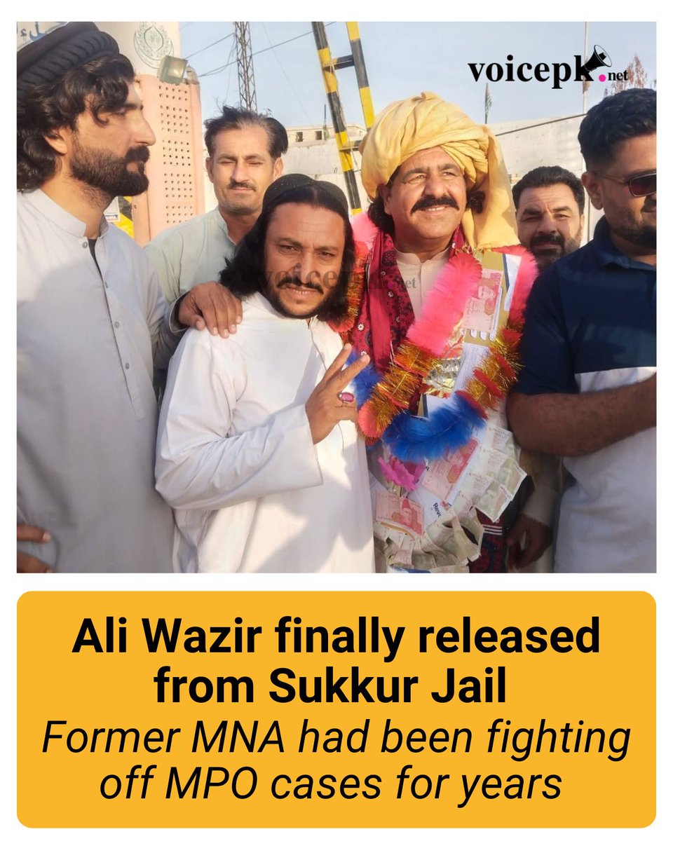 voicepkdotnet's tweet photo. After two years of jail time, former MNA and PTM leader Ali Wazir has finally been released amid concern for his health. Reportedly prison time has deteriorated his health to the extent that he is now suffering from diabetes, hypertension, and a heart condition. His aides have alleged that he was denied consistent medical check-ups during his nearly two-year incarceration.

Read: https://t.co/I1ITecBptQ

@PashtunTM_Offi #AliWazir