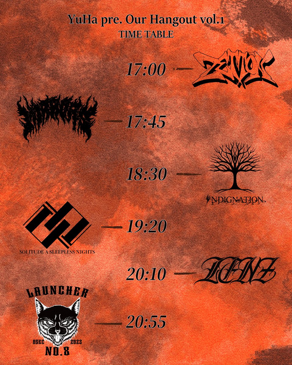 YuHa_skks's tweet photo. 【開催まで３週間切ったらしい】

"Our Hangout Vol.1"
 
2026.4.4(土)＠岡山IMAGE
OPEN/START 16:30/17:00 ADV/DOOR ¥2,500+1D
U-25　¥1,500+1D　※当日要身分証  

-ACT- 
INDIGNATION 
Launcher No.8 
LENZ 
Mirrors 
SOLITUDE A SLEEPLESS NIGHTS 
ZETTON

普通に戦々恐々としてるので遊びに来てね https://t.co/oHOnddHpFd
