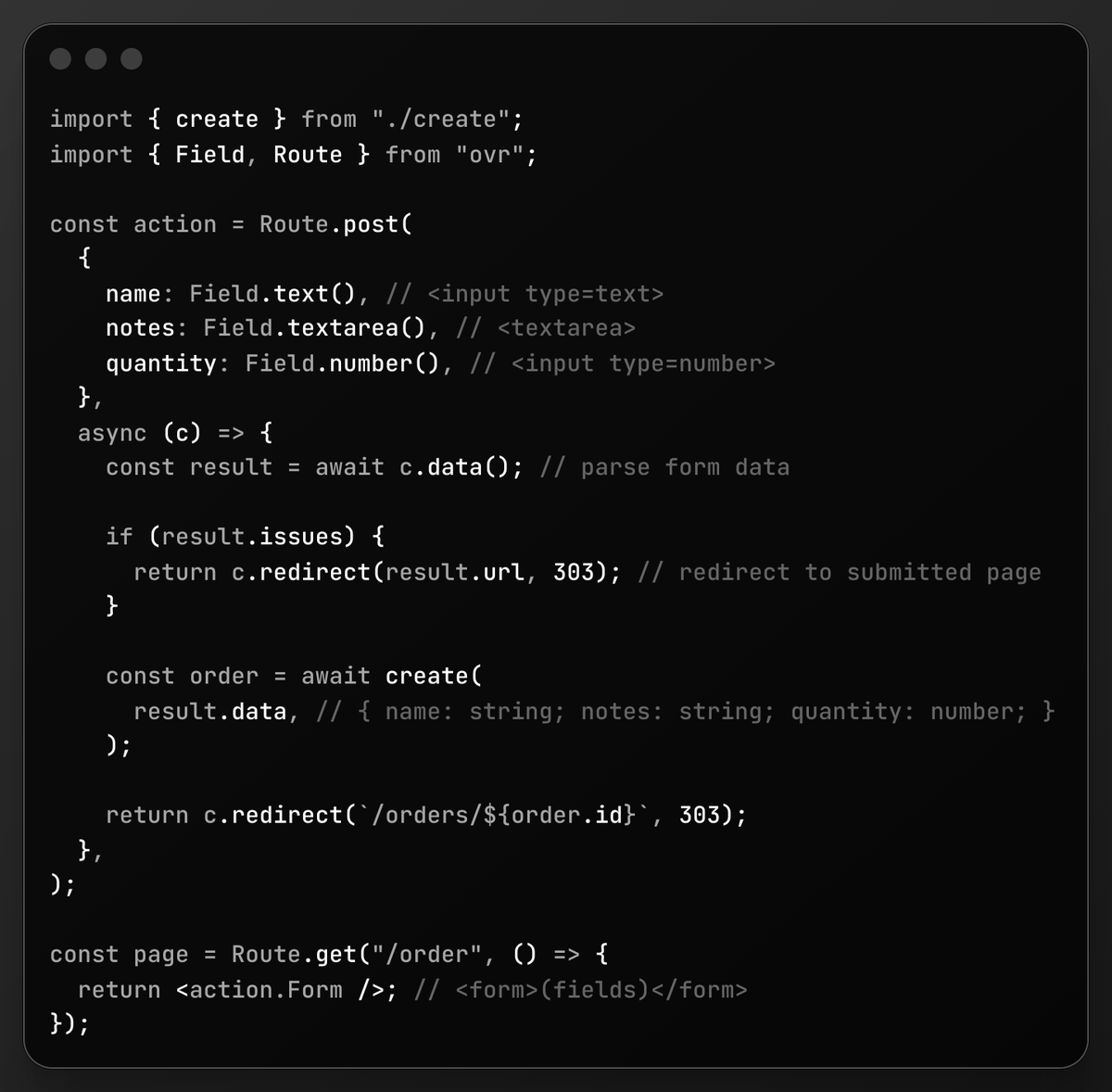rossrobino's tweet photo. Type-safe forms with ovr@v6.2

- Add fields to a route
- Validate input according to the schema
- Render accessible HTML for the entire form or by field
- Works for form data or search params
- Stream file uploads after parsing the rest of the form data without any client JS https://t.co/XloEOLYg49