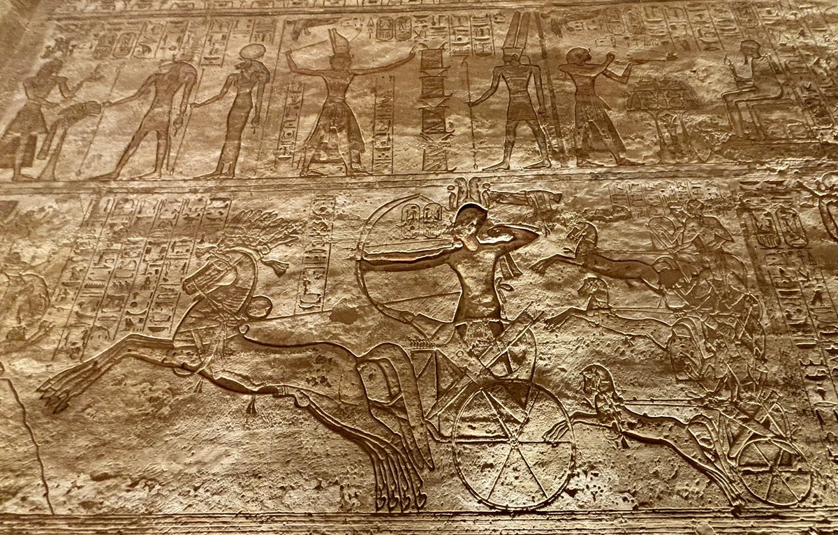 The impressive Great Temple at Abu Simbel was built by Rameses the Great in 1200s BC.  The grandeur of its size was to impress the Nubians of Egypt’s power.  During the Aswan Dam construction, it was cut into over 1000 blocks and moved in order to save it from being submerged.