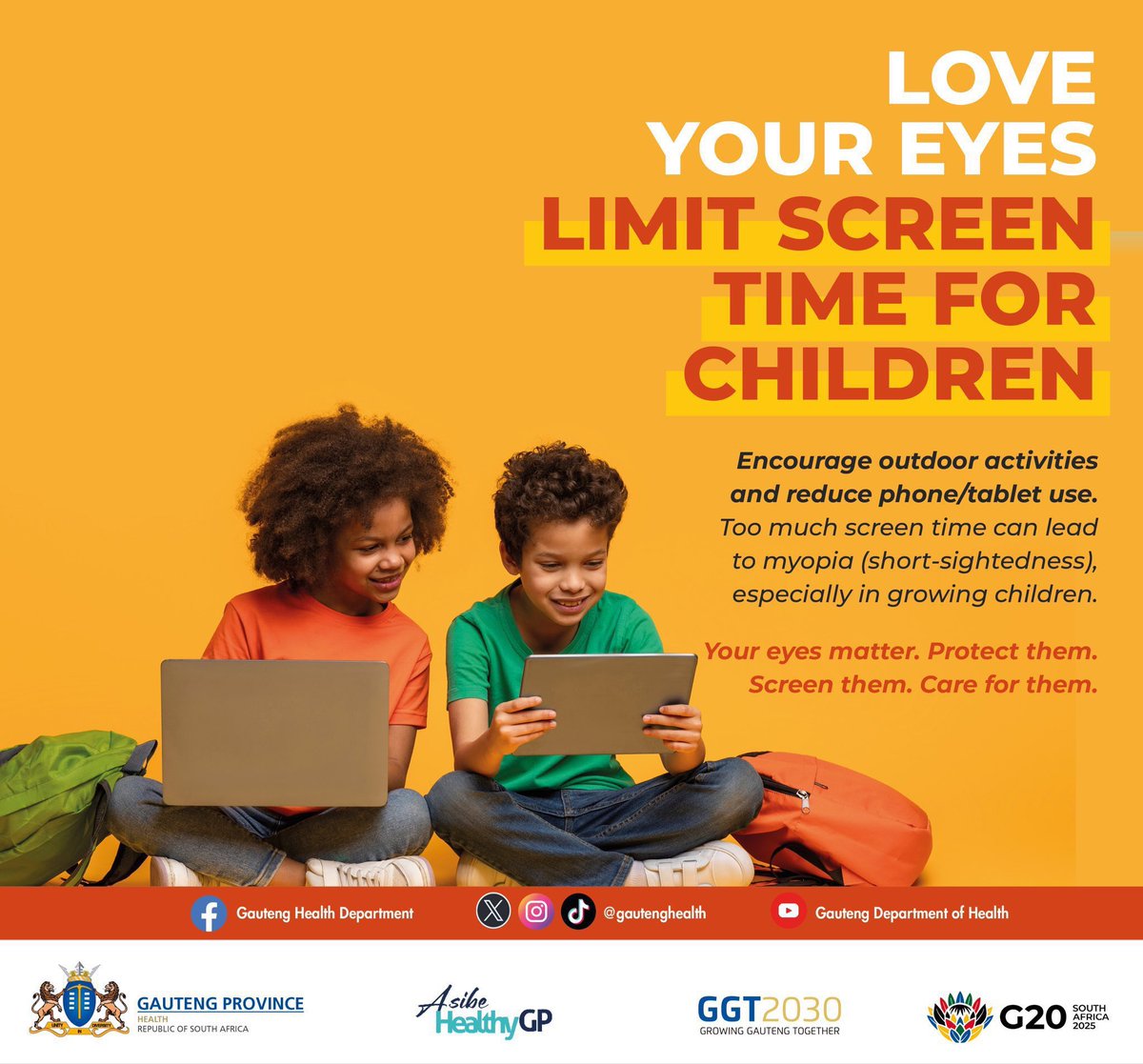 Healthjhb's tweet image. Clear vision helps children learn, play, and grow. Protect your child’s eyes with healthy foods, limited screen time, and regular clinic visits for check-ups.

Healthy eyes mean a brighter tomorrow.
#HealthyChildren #VisionCare #AsibeHealthyGP