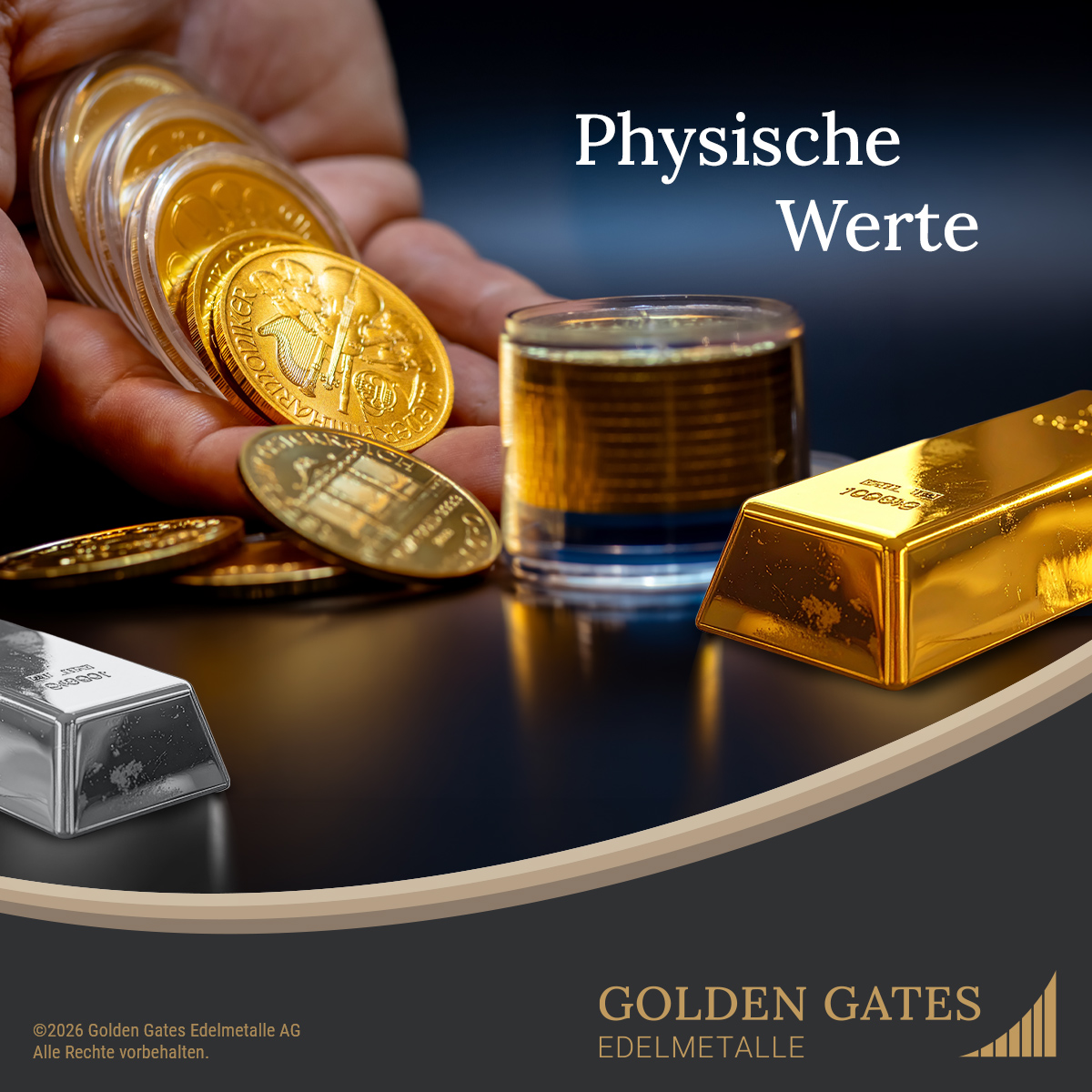 GoldenGates_AG's tweet photo. Physische Werte sind bei Golden Gates kein „Nice-to-have“, sondern die absolute Grundlage unseres Handelns. Warum? Weil echter Wert nur dann Sicherheit bietet, wenn er greifbar ist – nicht bloß eine Zahl auf einem Bildschirm. Physisches Gold hingegen gehört Ihnen wirklich. #gold https://t.co/soiZdLsRJS