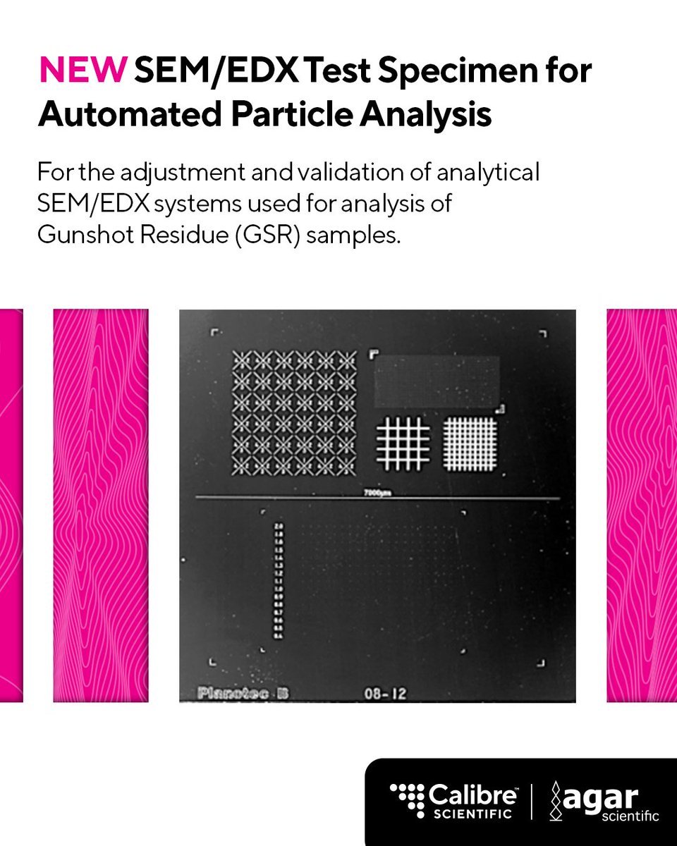 AgarScientific's tweet photo. Our SEM/EDX Test Specimen for automated particle analysis is designed for the adjustment and validation of analytical SEM/EDX systems used for automated analysis of Gunshot Residue (GSR) samples
Optimise your particle analysis: https://t.co/24B2ArdBrD
#SEM #EDX #ParticleAnalysis https://t.co/X3cWsyHAhz