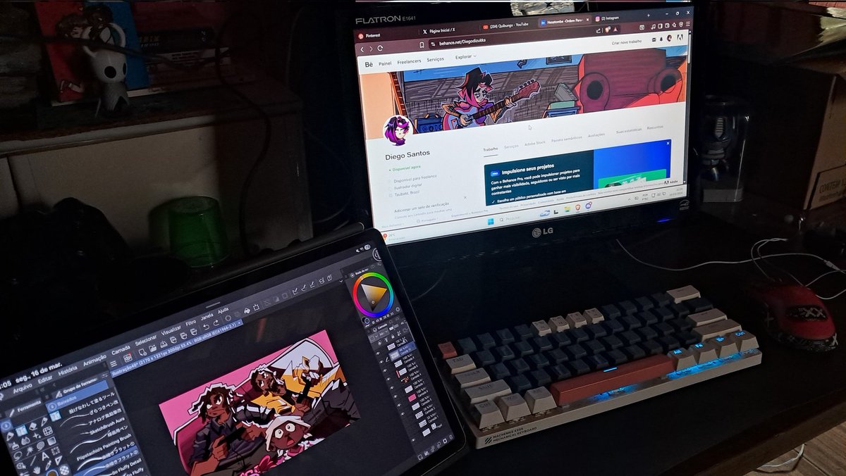 Iniciei na arte digital em 2020 pelo celular desenhando no dedo ksks, em 2024 comprei um tablet e agora com o dinheiro das encomendas consegui um pc legal 🛐. AGRADEÇO A TODO MUNDO QUE JÁ COMPROU ALGUMA ENCOMENDA COMIGO OU ME RECOMENDOU/DIVULGOU.
Obs : spoiler da arte do Dalmo 👀