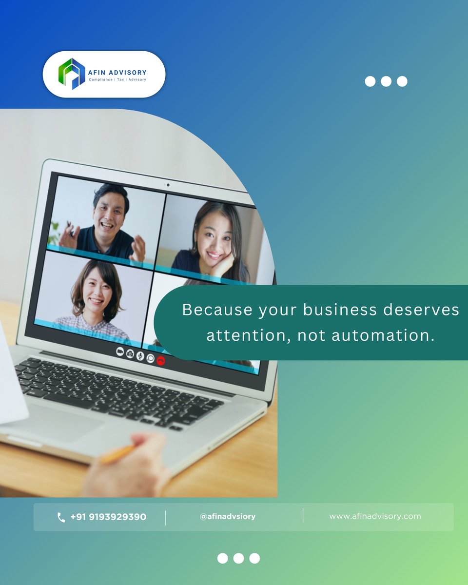 AfinAdvisory's tweet photo. At Afin Advisory, we help founders understand compliance, taxes, and business structure — not just paperwork.      
#StartupIndia #CompanyRegistration #GSTRegistration #EntrepreneurIndia https://t.co/6AfF6AAD0l
