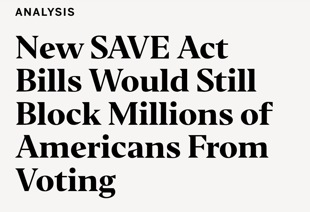 RachelCoyleOhio's tweet image. The #SAVEAct includes "a narrow list of acceptable IDs more restrictive than the voter ID laws in every state but Ohio" 🫠🫠🫠🫠
brennancenter.org/our-work/analy…