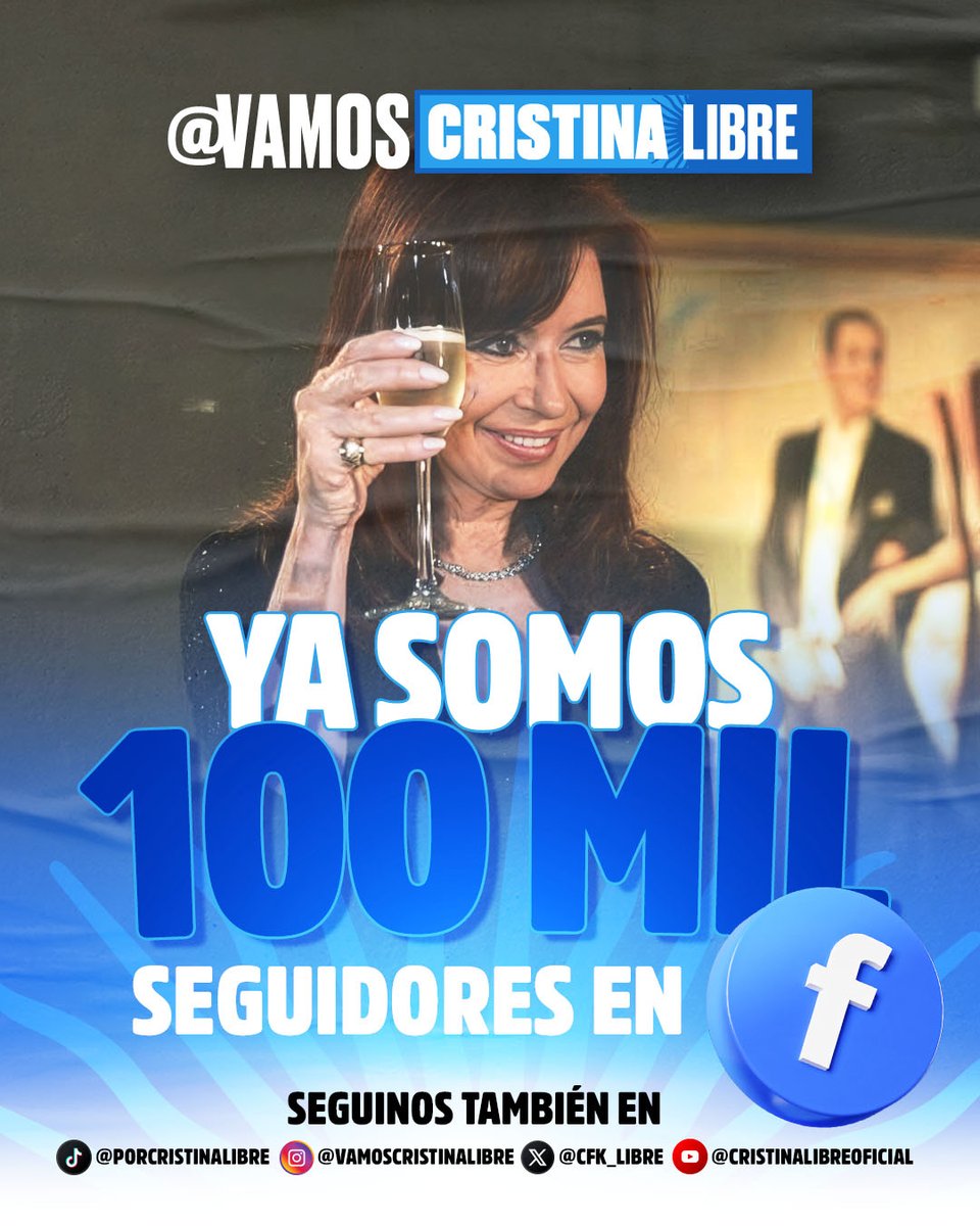 Cuando la quieren callar,
aparecen miles más.
Ya somos 100 mil en Facebook #CristinaLibre