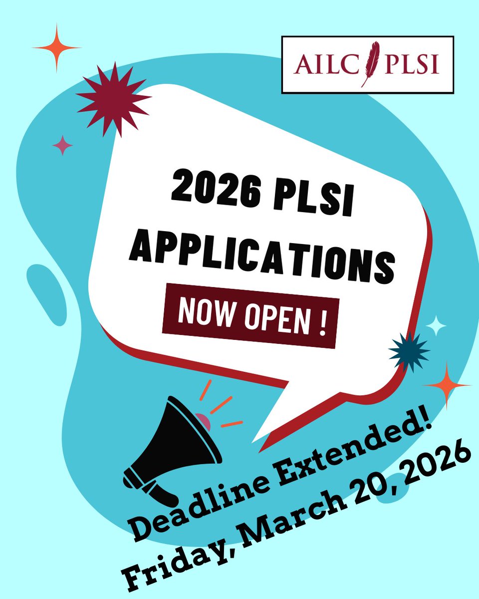 AILCinc's tweet photo. DEADLINE EXTENDED

Applications for the 2026 Pre-Law Summer Institute are now open until March 20th.

The application and information can be found here: https://t.co/bMYj8ZoIxP

Please share with any interested students. https://t.co/CHEpKsTUPB