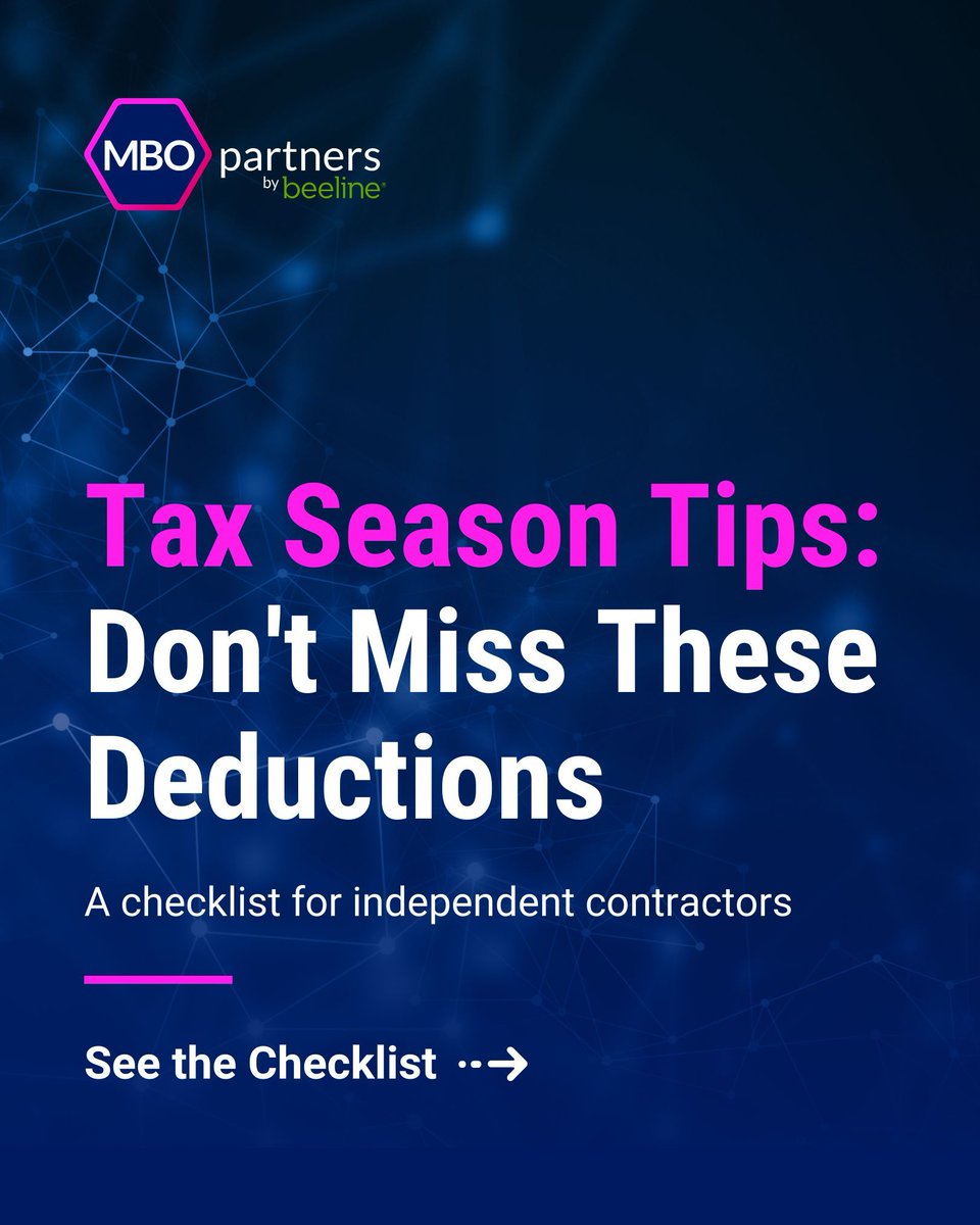 MBOpartners's tweet image. Every overlooked tax deduction = money you're giving away unnecessarily.

Read our checklist of commonly missed deductions for independent contractors BEFORE you file your taxes: 
mbopartners.com/blog/contracts…  

#TaxDeductions #IndependentWork #MBOPartners