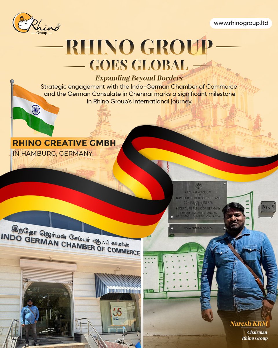 Nareshkrmceo's tweet photo. Building global companies requires vision, patience, and the right partnerships.

Today I had the opportunity to visit the Indo-German Chamber of Commerce and the German Consulate in Chennai as part of Rhino Group’s ongoing international expansion journey. https://t.co/6N5CXHWNOl