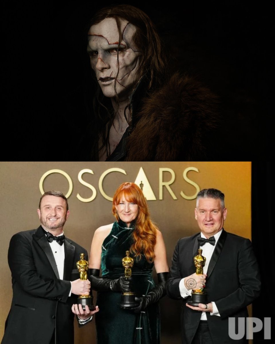 Congratulations to Mike Hill, Cliona Furey, and Jordan Samuel for winning the Makeup and Hairstyling Oscar for <a href="/RealGDT/">Guillermo del Toro</a>'s #Frankenstein!