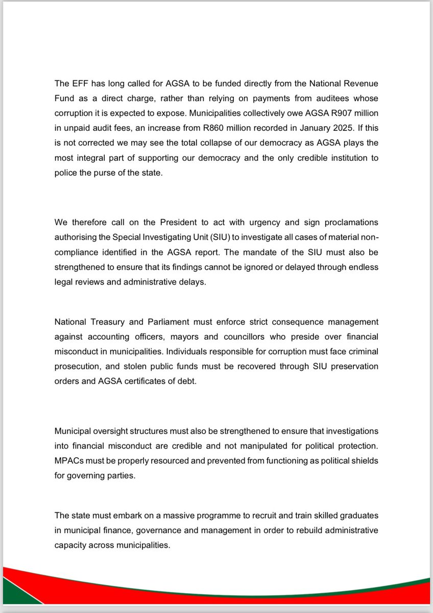 Irregular Report ♦️Must Read♦️ EFF statement on the AGSA report which exposes the ...