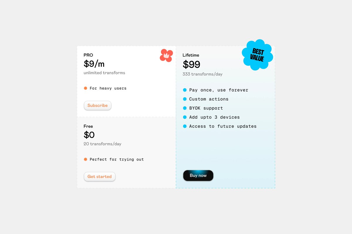 thisuxhq's tweet photo. users don’t read pricing. they scan &amp; decide.

so we designed this to help them choose in seconds.
clear comparison. one obvious best value. no friction. https://t.co/LzGjQxBd9q