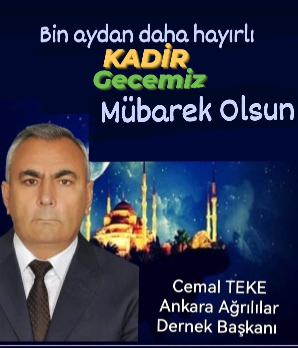 Bin aydan daha hayırlı olan mübarek Kadir Gecesinin; tüm insanlığa sağlık, afiyet ve huzur getirmesini diliyorum.