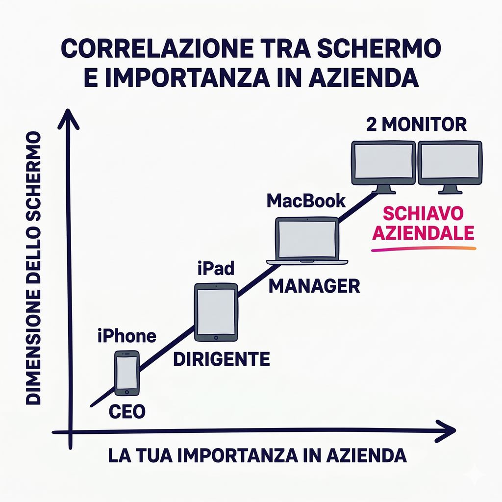 Alemorettipro's tweet photo. Più il tuo schermo è grande, meno conti in azienda.

Il CEO decide dal telefono in 30 secondi. Il dirigente lavora dall'iPad. Il manager col MacBook. 

E tu? Inchiodato a 2 monitor, 8 ore, 5 giorni a settimana, a fare report che nessuno legge.

#consulentefinanziario https://t.co/LomS28RJtp