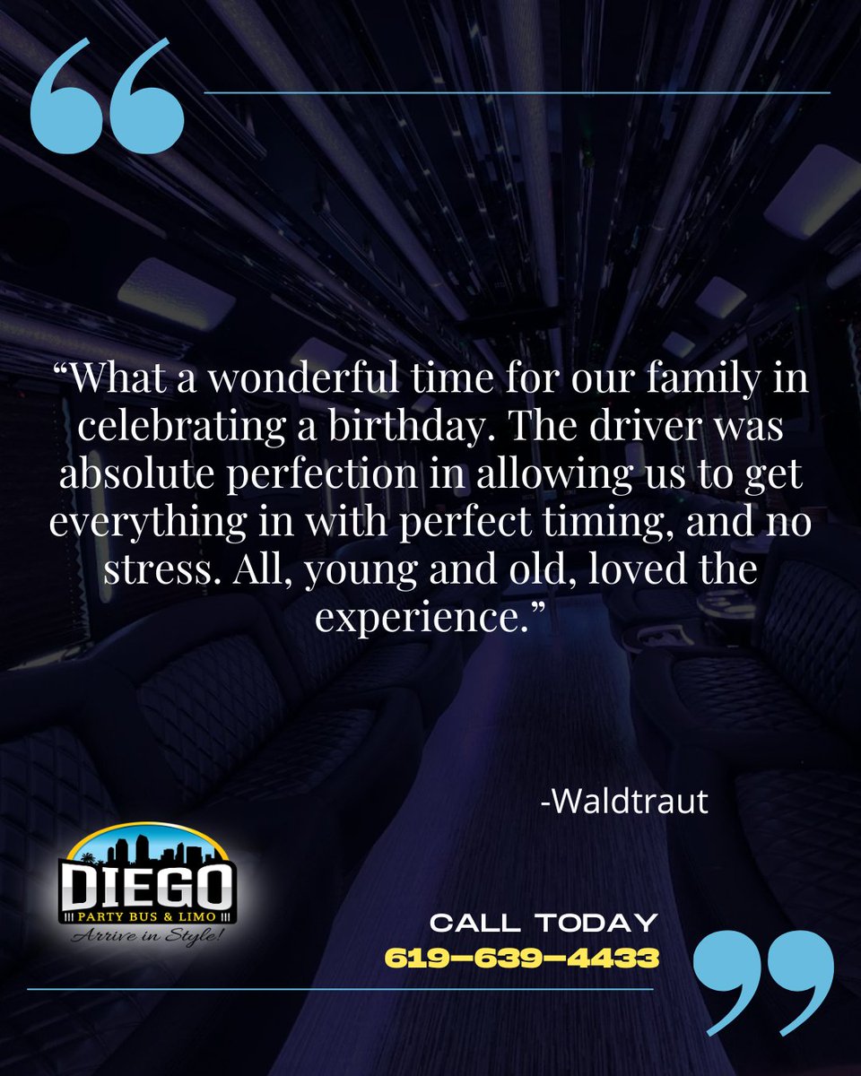 DiegoPartyBus's tweet photo. #PartyBus #DiegoPartyBusAndLimo #Limo #SanDiego #Testimonial https://t.co/7aAkpw2W2T
