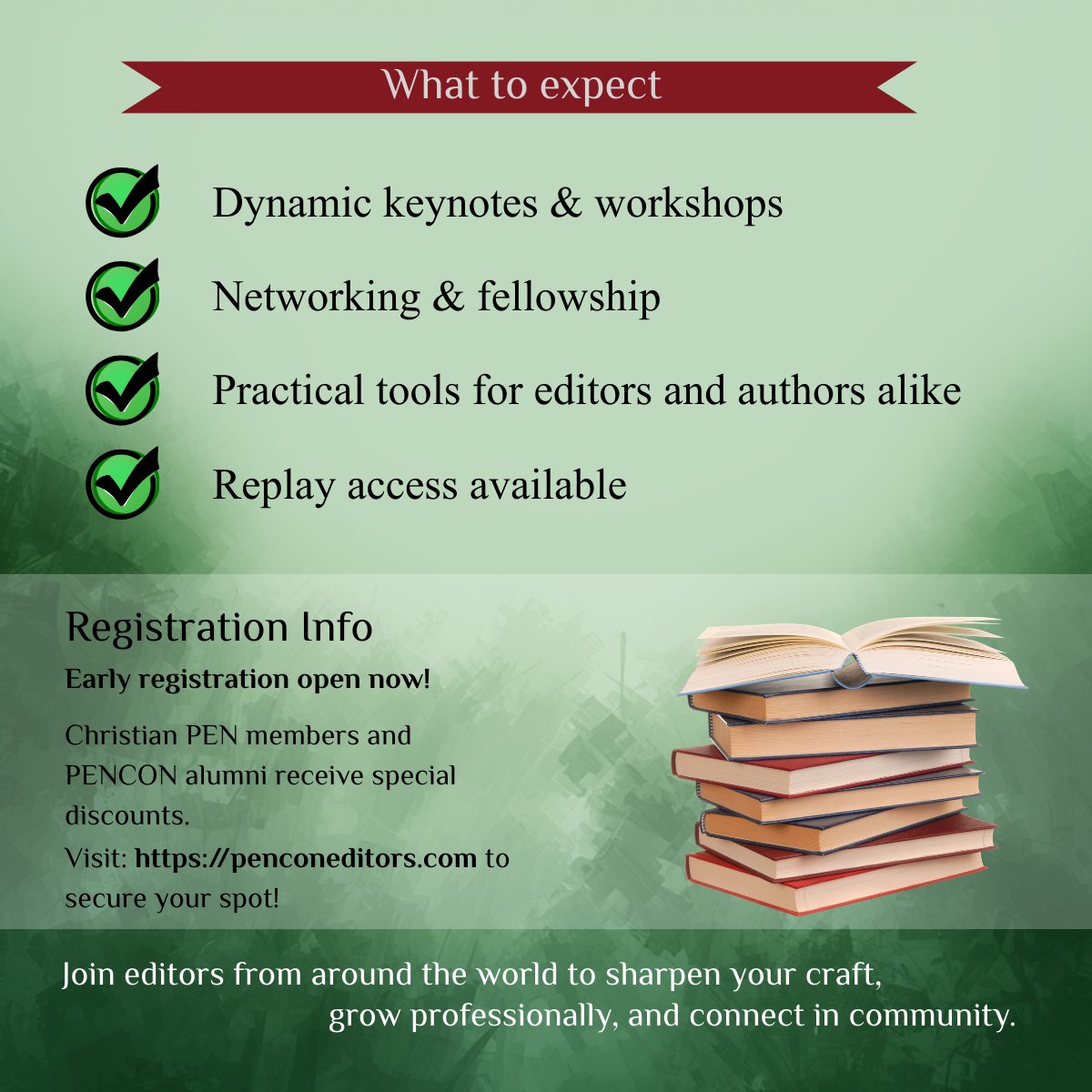 acfwvirginia's tweet image. PenCon's Virtual Conference brings together Christian editors and proofreaders from around the world. Whether you're seasoned in the field or just starting your journey, this conference is crafted with YOU in mind. penconeditors.com #editingconference #amediting