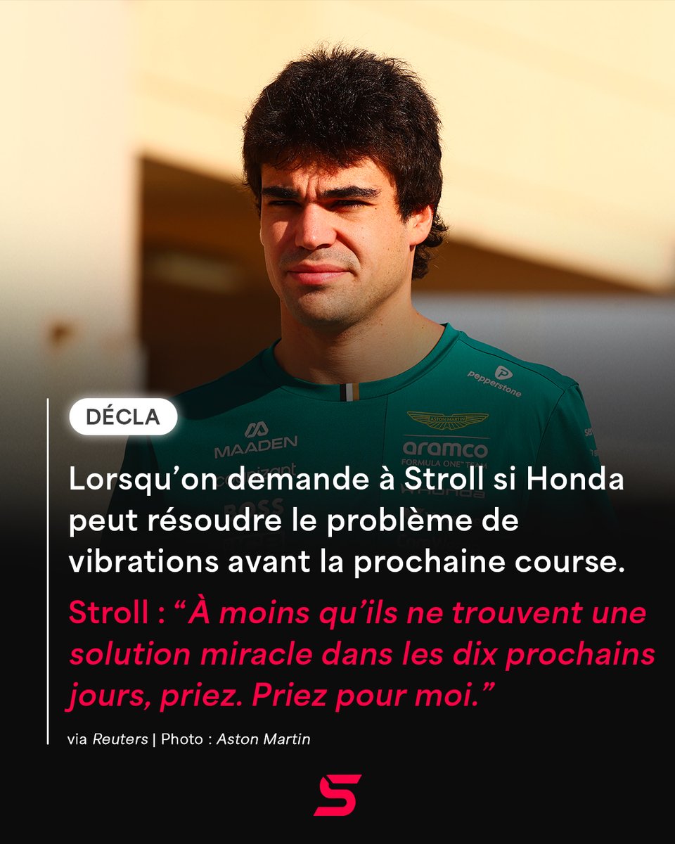 Dernier_Secteur's tweet photo. Lance Stroll demande à ce qu'on "prie" pour lui avant le Grand Prix du Japon pour que Honda trouve enfin la solution au problème de vibrations ! 🙏😅

(via @Reuters)

#F1 https://t.co/0k2bF7g2Ae