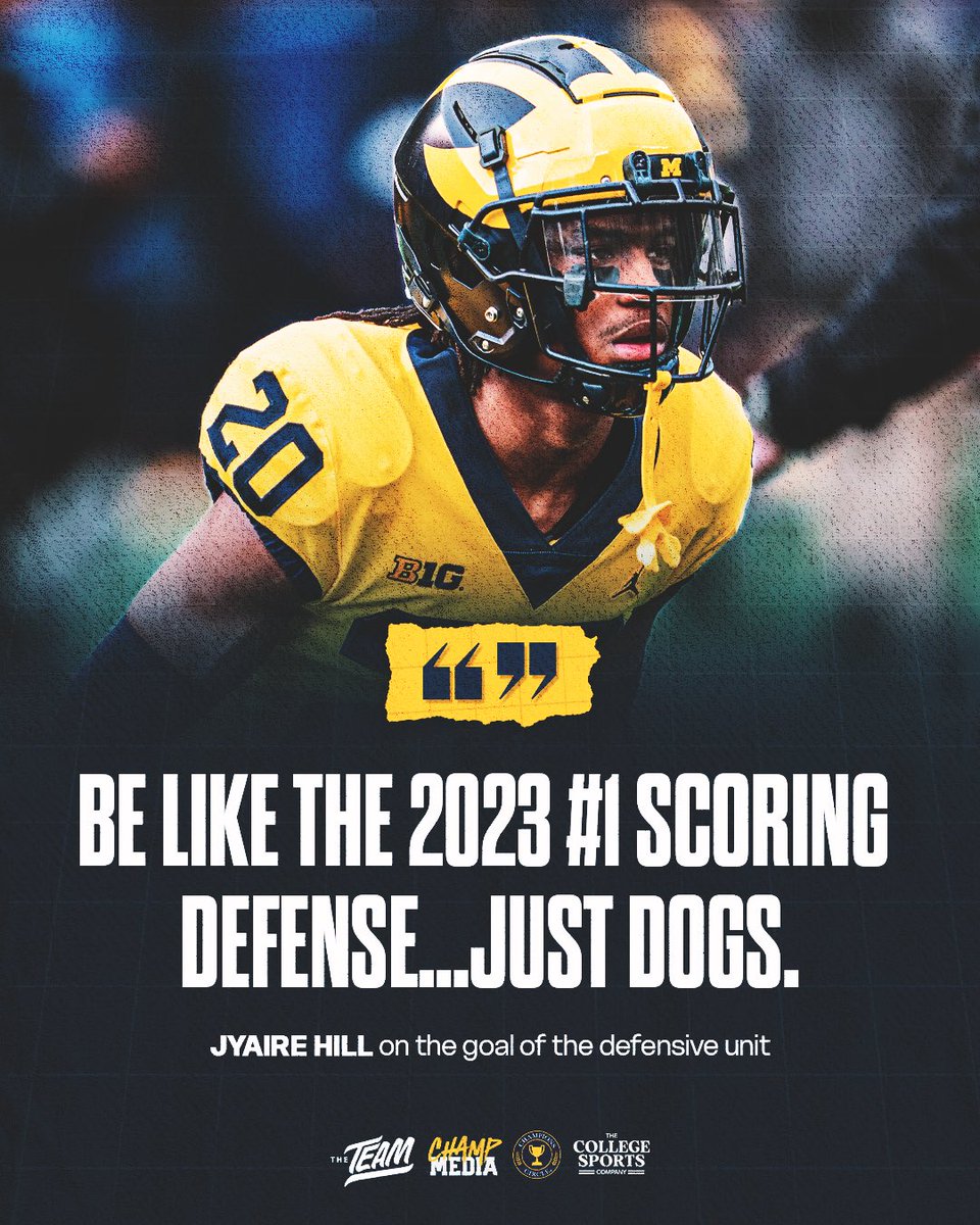 ChampMediaCo's tweet photo. The standard @UMichFootball’s defense is chasing has @JyaireSuga and @_nob11 ready to leave their mark 🔒〽️ https://t.co/8kThUiVKhV