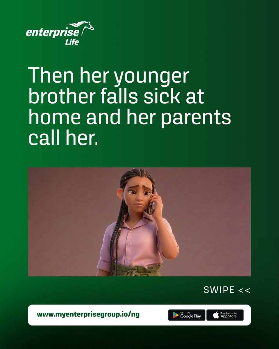 entlifenigeria's tweet photo. Many times, we feel like insurance is for our parents and grandparents, not realizing that we are slowly taking up some responsibilities and we need something to fall back on. 

Enterprise Life is here for life’s real moments

#1 https://t.co/okGqRPkdKO
