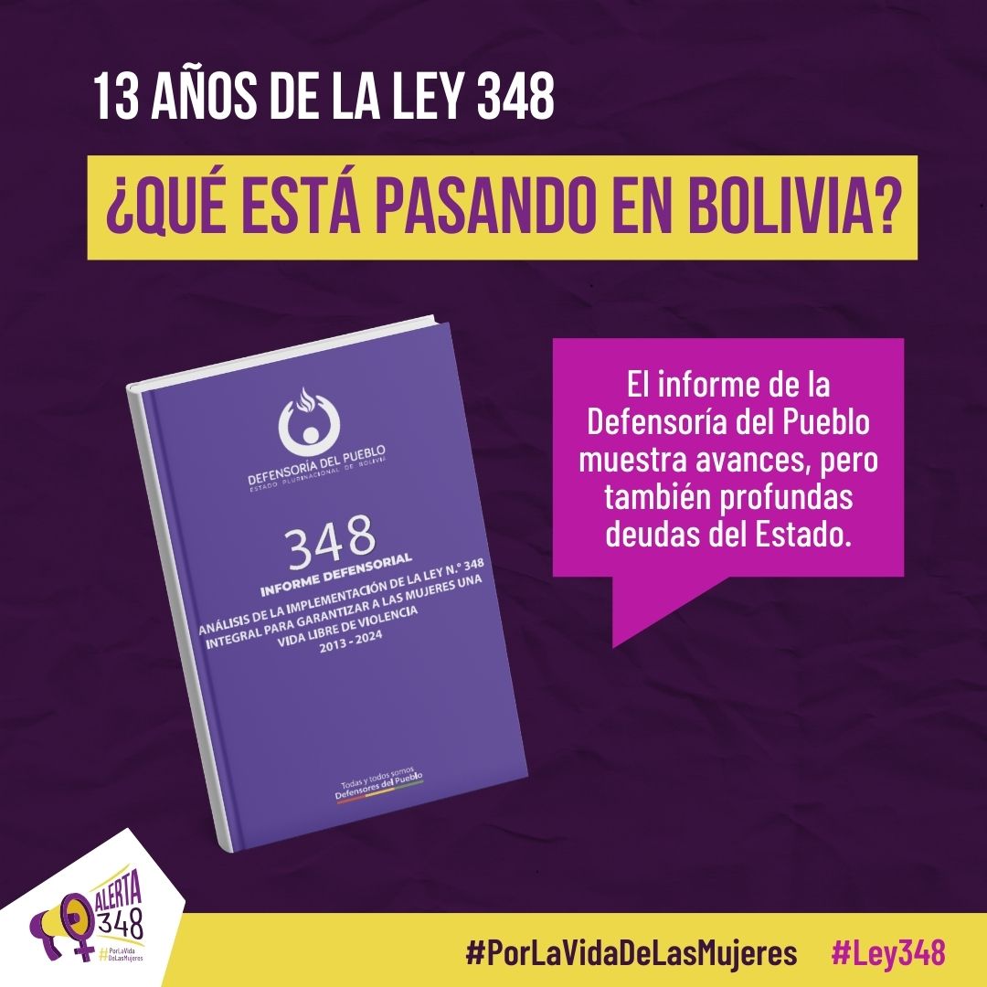 Comunidad_DDHH's tweet photo. 📣 ¿Qué está pasando con la Ley 348 en Bolivia? 
⚠️ El Informe Defensorial sobre su implementación (2013–2024) evidencia impunidad persistente, mínima inversión estatal, altos costos para las víctimas y brechas en la atención frente a la violencia contra las mujeres.
#Alerta348 https://t.co/tGVf0EvlnJ