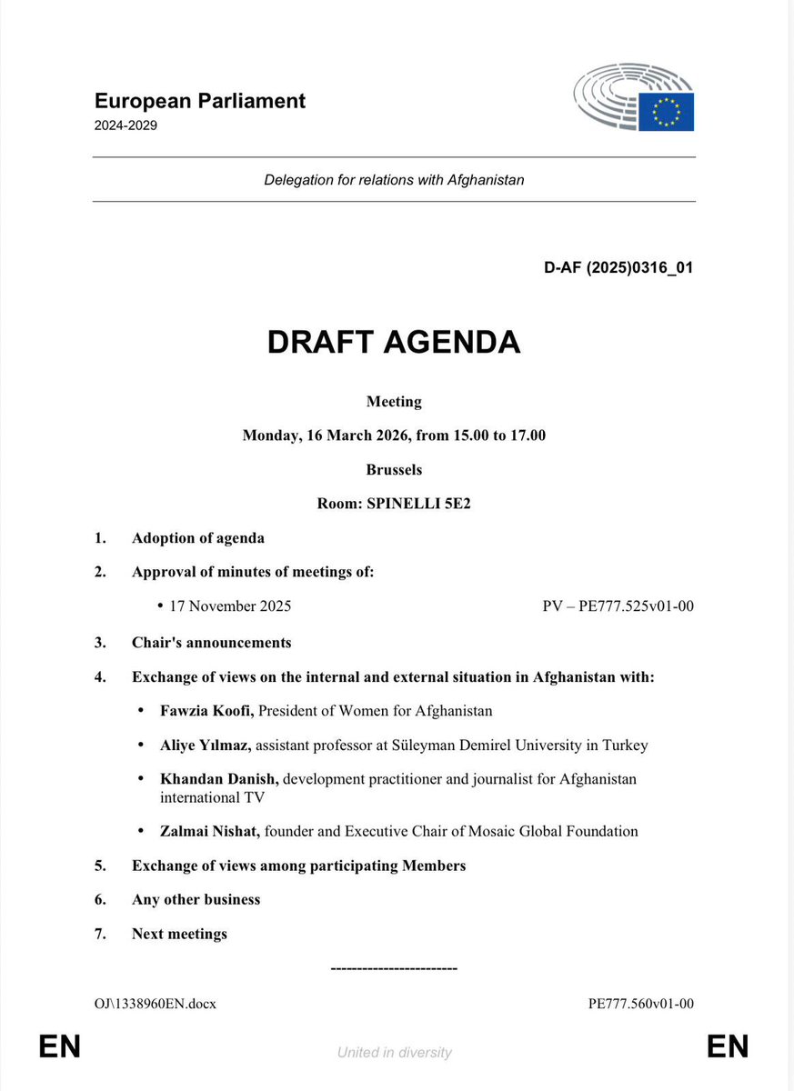 AYdiplomat's tweet photo. Important briefing by the EU Parliament on the situation in #Afghanistan.  

Follow live below to hear from broad range of opposition voices on how to address the crisis and to secure a durable solution. 

https://t.co/xLk1f67iOp https://t.co/aumX5Dql9h