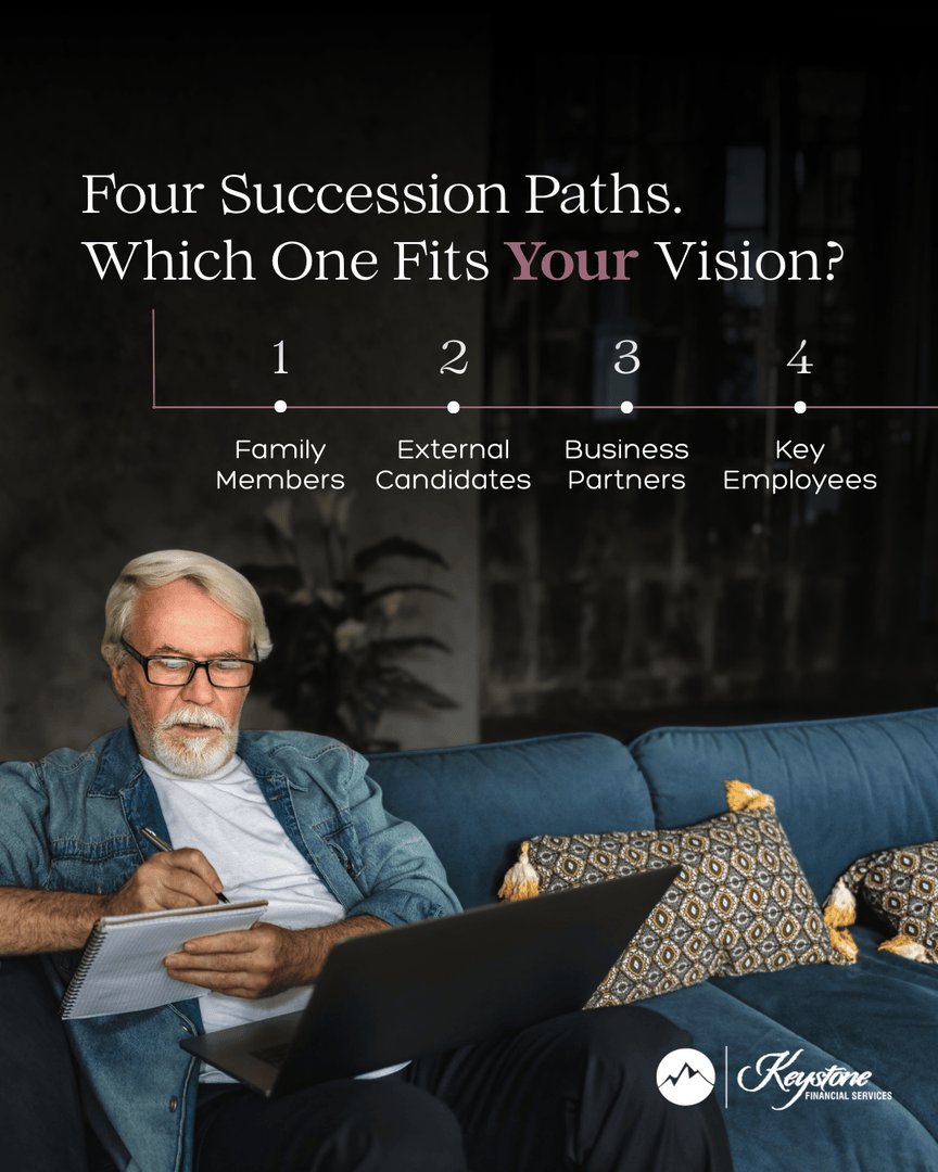 Keystone_Fin's tweet photo. There’s no one-size-fits-all approach to succession. Whether it’s family, a partner, a key employee, or someone new, the right plan helps you transition on your terms and timeline. 

Which path are you considering? https://t.co/Aulw0GvGT7