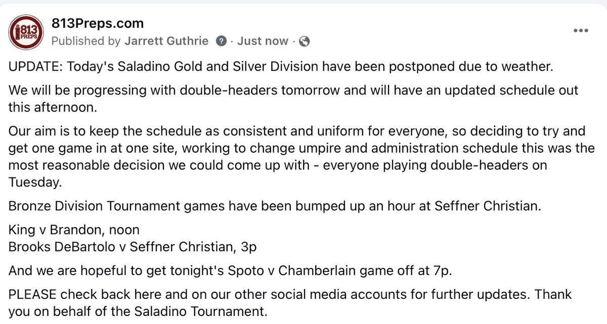 813Preps's tweet photo. UPDATE on Monday's Saladino Schedule. PLEASE SHARE https://t.co/Zq8uhp4Bov