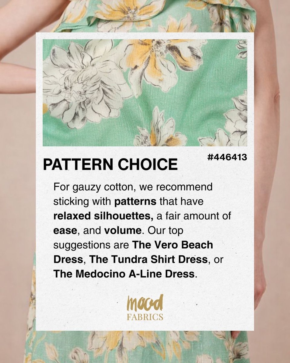 Mood_Fabrics's tweet image. Sewing with gauzy cotton? These tips cover prewashing, cutting, needle choice, and pattern recommendations for lightweight cotton fabrics. #MoodFabrics #MadeWithMood #SewingTips