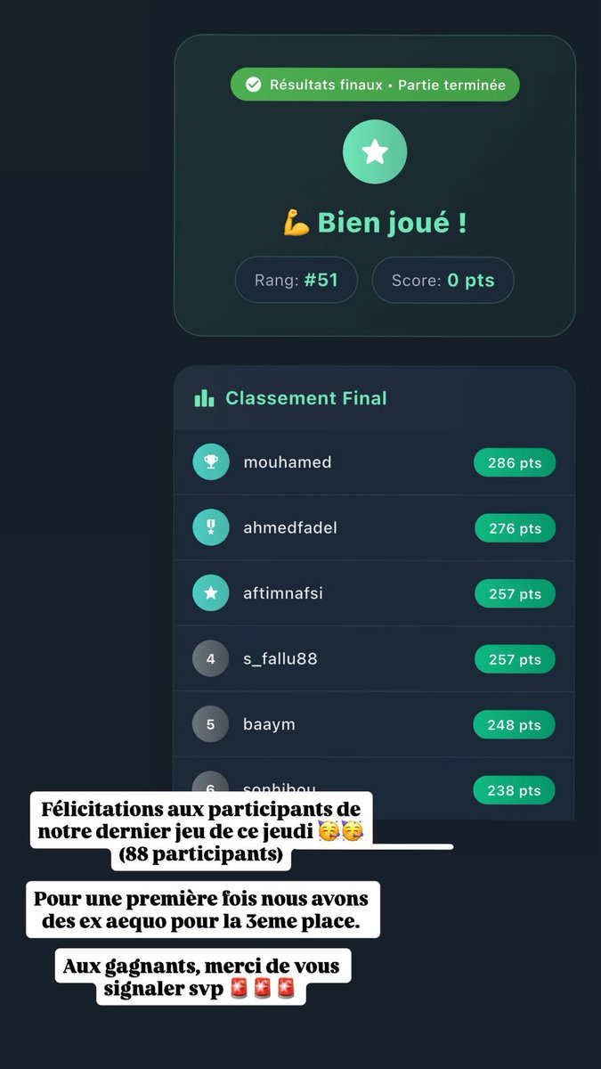 MuridMind's tweet photo. Félicitations d’avoir participé à notre jeu quiz de ce Jeudi. 
Aux gagnants (4premiers) merci de venir en dm pour récupérer vos lots https://t.co/EIe6XXDxT0