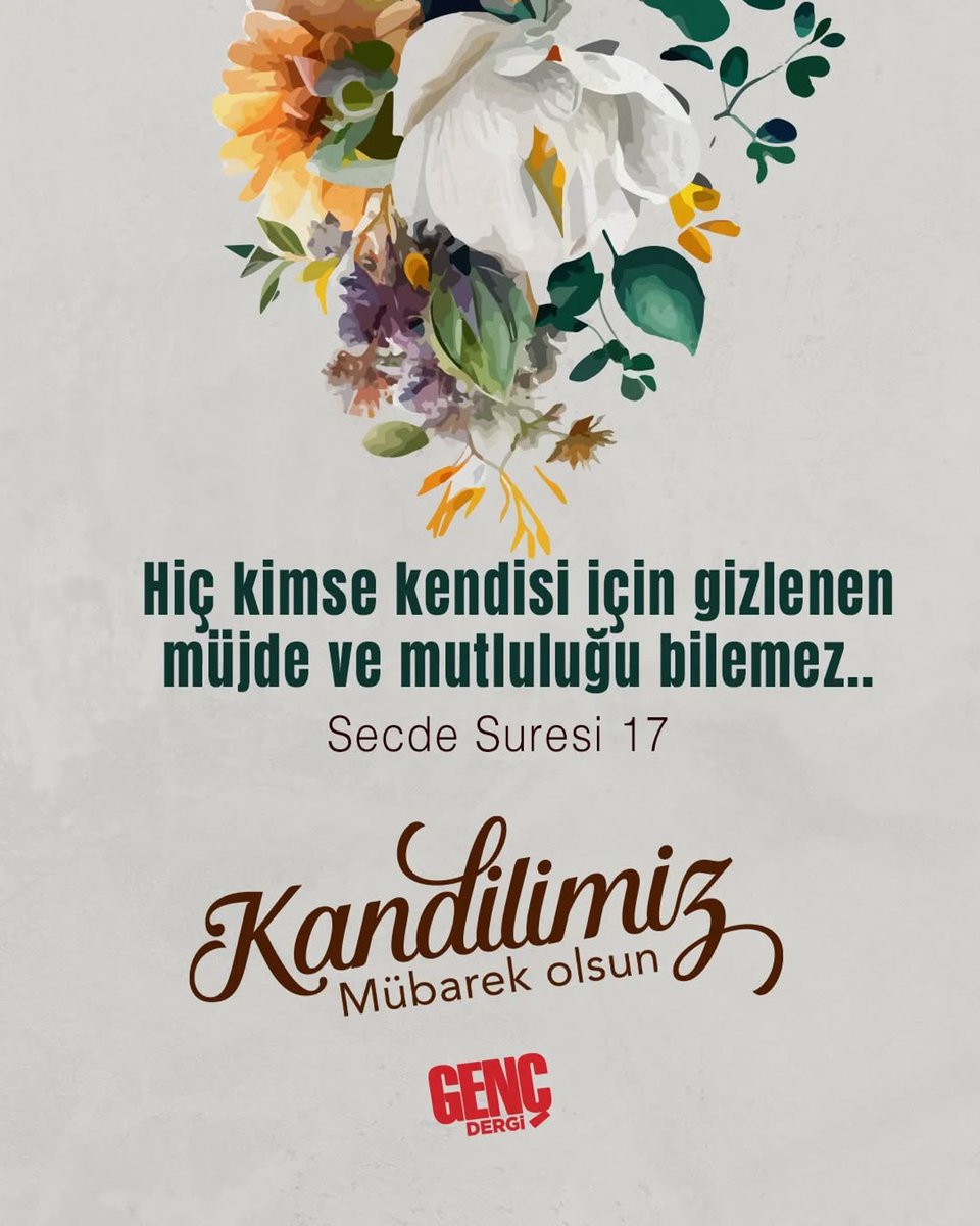 gencdergi's tweet photo. "Hiç kimse kendisi için gizlenen müjde ve mutluluğu bilemez."

| Secde Suresi 17

🤲🏻 Bu mübarek geceye bizleri kavuşturan Rabbimize şükürler olsun.

💐 KADİR GECEMİZ MÜBAREK OLSUN. https://t.co/u3c7uV7tar