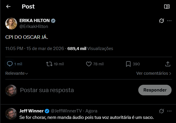 Delírios de um Deputado que acha que pode cancelar todo mundo kkk.